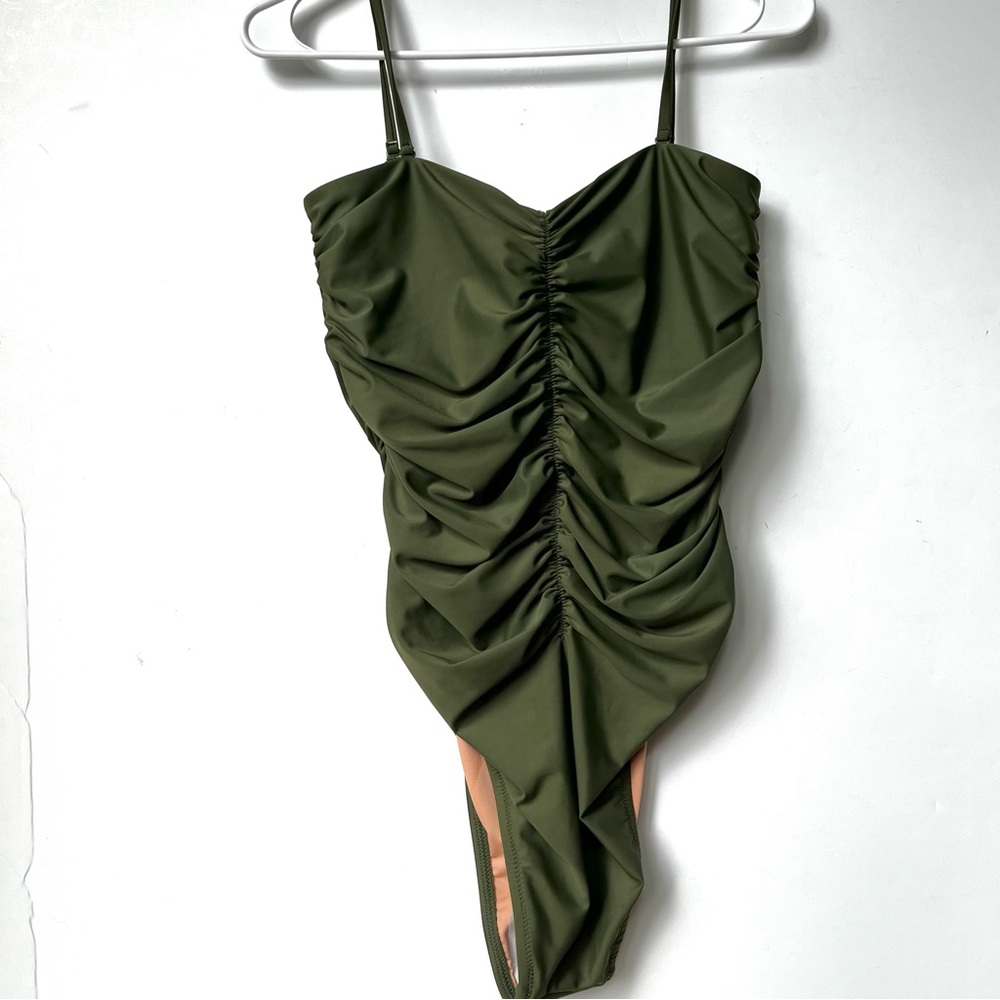 NWOT  J. Crew Ruched One Piece Swimsuit with Removable Straps Olive Gree… - Picture 8 of 12